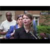 Chelsea Manning gives a press conference outside Alexandria US District Court
