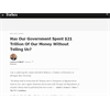 Has Our Government Spent $21 Trillion Of Our Money Without Telling Us?